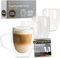 Lemontree 4er Set Latte Macchiato Gläser 350ml - 180 Grad spülmaschinenfest und hitzebeständig - Gastronomie Qualität - doppelwandige Kaffeegläser mit Henkel für Cappuccino Latte Macchiato