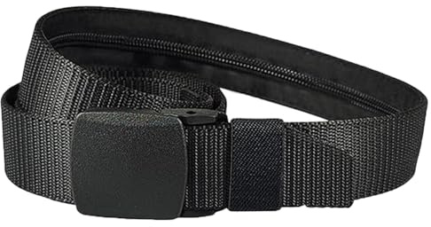 SIXHAOBU Herren & Damen mit Geheimfach, Reise-Sicherheitsgürtel mit Reißverschluss, 120cm Einstellbar Gürtel,für Männer, Frauen, Reise, Outdoor und Diebstahlschutz (Schwarz)