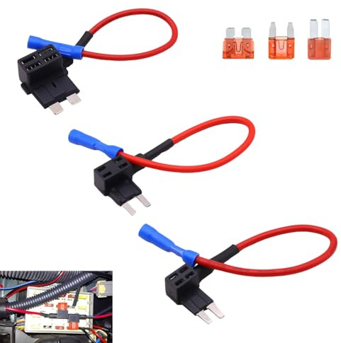 3 PCS Fuse Taps Set, Piggy Back Fuse Holder Mini Adding a Circuit Adapter Kit, Small Medium Micro Tap Adapter for Cars Trucks Boats, Easy Installation for Dash Cam, GPS, Lighting, Additional Circuits