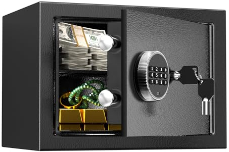 CDC DIGI 21L Digital Electronic Cash Money Safe Box, Wall-Mountable Alloy Steel with Smart Alarm. High-Security Home Cabinet Safe for Home/Enterprise