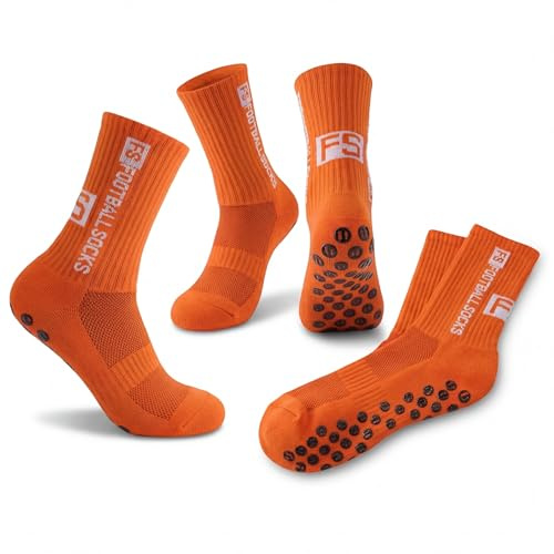 3 Paar Fußballsocken Atmungsaktive, Sportsocken, Polyester Socken, Fußballsocke Für Herren Damen Fussball Basketball Laufen Radfahren Tennis DE/NL/SE/PL, Numerisch, 39, 35-39, Orang)