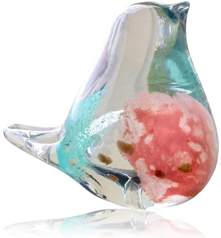 ARJDXDP Vogelfigur aus Geblasenem Glas, Handgefertigte Glasvogel-Figuren, Moderne Glas Vogel Figure Kreative Skulptur Heimtischdekoration