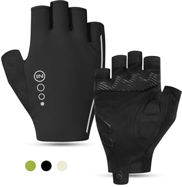 INBIKE Fahrradhandschuhe Herren Halbfinger Sommer Stoßfest Elastisch Atmungsaktiv Reflektierend C208