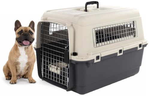 hundebox Auto - transportbox Hund - Flamingo Fomad dunkelgrau - M 53 x 67 x 47 cm - robuster Kunststoff - Metalltür - Sicherheitsverschluss - Tragegriff