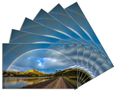 Wallario 6er Set Frühstücksbrettchen aus Glas, Glasunterlage, Glasbrettchen Regenbogen über Hügel, Größe 14 x 23 cm, Sicherheitsglas