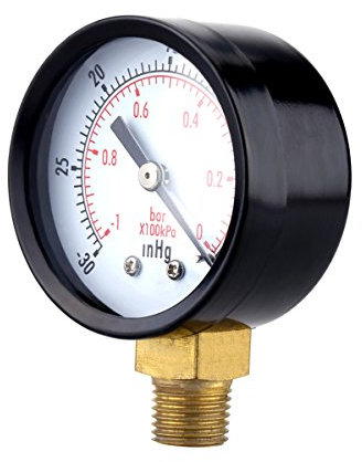 UEETEK Utility Vacuum Manometer für Luftkompressor Wasser Öl Gas 0-30HG
