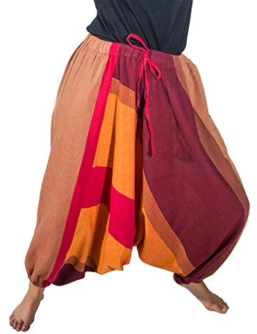 Kunst und Magie Unisex Haremshose OneSize mehrfahrbig, Farbe:Rot/Orange, Größe:One Size