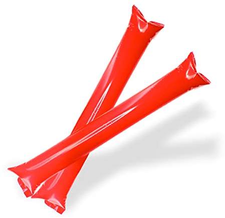 FUN FAN LINE – 50er Paar-Pack Wiederverwendbare aufblasbare Bam Bam-Sticks | Laute Klatschstöcke für Partys, Fußball und Veranstaltungen | Sport- und Partyzubehör (Rot)