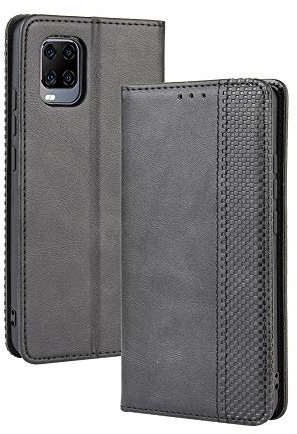Dedux Flip Hülle kompatibel mit ZTE Axon 11 4G/5G, Retro Leder Brieftasche Abdeckung Magnetverschluss Folio Ständer Kartensteckplätze Handyhülle, Schwarz