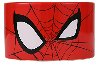 Marvel Comics Spiderman-Hundenapf aus Keramik, 15,2 cm, rote Keramik-Hundenapf mit offiziellem Marvel Spiderman-Detail, mittelgroßer Futternapf oder Wassernapf für Trocken- und Nassfutter, 3,5 Tassen,