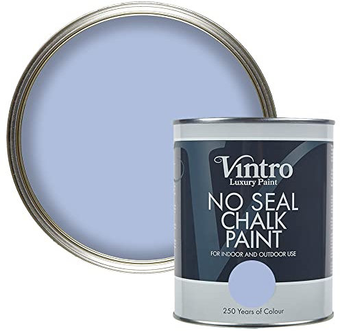 Vintro | No Seal Chalk Paint | Sky Blue | Interior & Exterior Use | Furniture | Walls | Wood | Metal | 1 Litre (Georgian Sky)