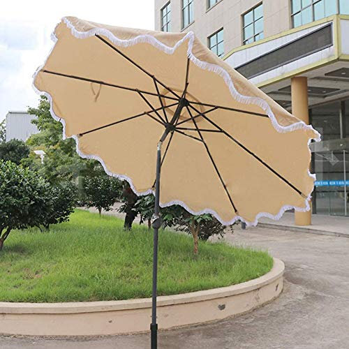 CYY Grand Parasol Extérieur avec 8 Nervures Robustes,pour Jardin Terrasse Balcon Piscine,Parasol de Plage Rond avec Bouton Poussoir Inclinable et Manivelle(Hauteur: 2.5m)