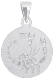 Amor Motivanhänger 925 Sterling Silber Unisex Damen Herren Anhänger, Silber, Skorpion, Kommt in Schmuck Geschenk Box, 2028054