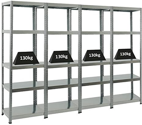 PROREGAL Mega Deal 4er-Sparset Metallregal Steel Eagle 180x60x40cm Fachlast 130kg Verzinkt Schwerlastregal, Küchenregal, Kellerregal, Steckregal, Garagenregal, Lagerregal