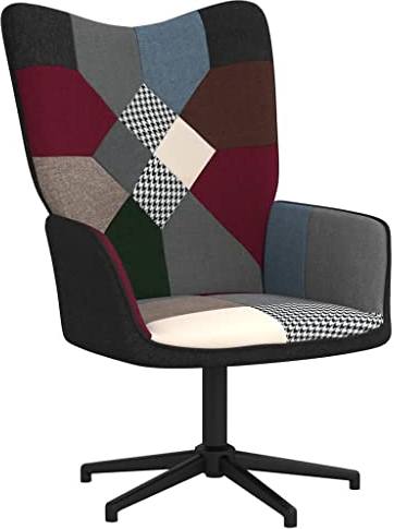 vidaXL Relaxsessel, Sessel Drehbar mit Stahlgestell, Relaxstuhl Polsterstuhl mit Armlehne, Fernsehsessel Polstersessel Wohnzimmer, Patchwork Stoff