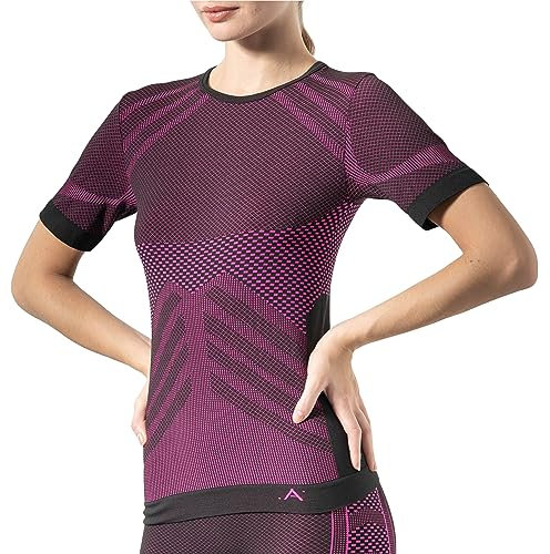 Risalti Maglia Termica Donna Manica Corta Energy - Intimo Termico Elasticizzato e Traspirante, Maglietta, Maglia Seamless Sportiva Senza Cuciture - Made in Italy