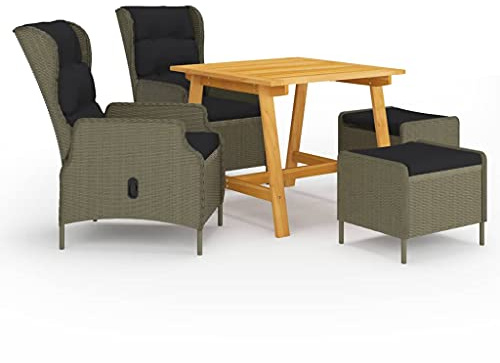 KTHLBRH Set di mobili da terrazza, per esterni, per chat all'aperto, per giardino, cortile, piscina, 5 pezzi, colore marrone