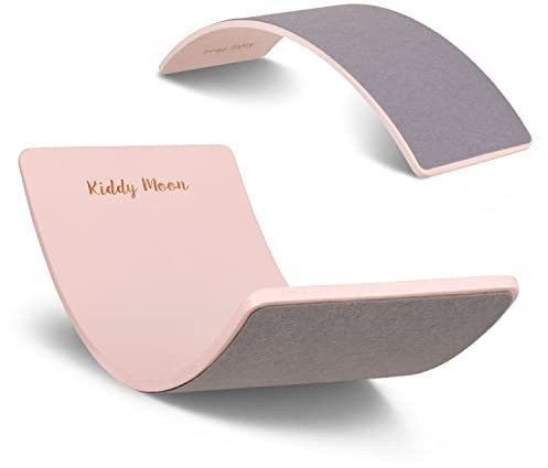 KiddyMoon Balance Board Aus Holz Für Kinder, Babys Montessori Spielzeug, Gleichgewicht, Balancieren Babys Holzspielzeug, Balancebrett Wackelbrett Gleichgewicht, Pink