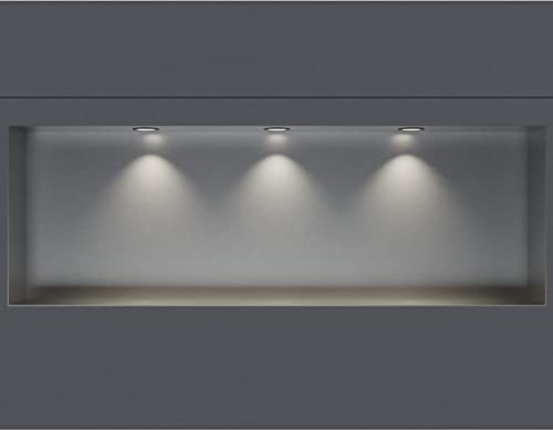 BERNSTEIN® Wandnische aus Edelstahl NT309010X randlos mit LED-Beleuchtung– 30 x 90 x 10 cm – Duschablage für Bad-Utensilien - befliesbare Duschnische in Edelstahl gebürstet LED-Einbaurahmen in Schwarz