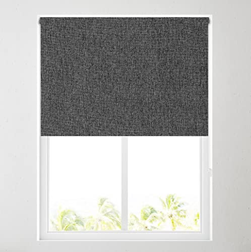 Barnes Blinds - *SALE* Ara Soft Touch Blackout Roller Blinds for Windows, Custom Cut to Size - Black Out Thermal Fabric Durable Fittings Easy Fit - Roller Blind (Charcoal 61cm)