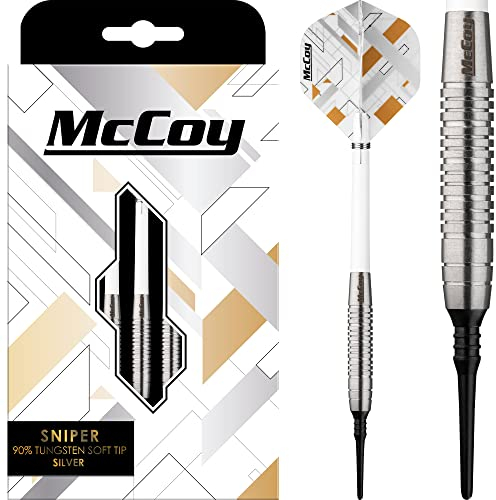 McCoy Darts D6085 Sniper | Premium 90% Wolfram Soft Tip Darts Set | Silber 18g