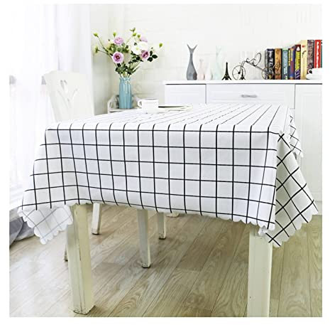 EHOMERY Wachstuch Tischdecken Tischtücher Indisch Plaid Bügelfreie Tischdecke Polyester Waterproof Table Cloth Weiß Tischschutz Dekoration 135X180Cm