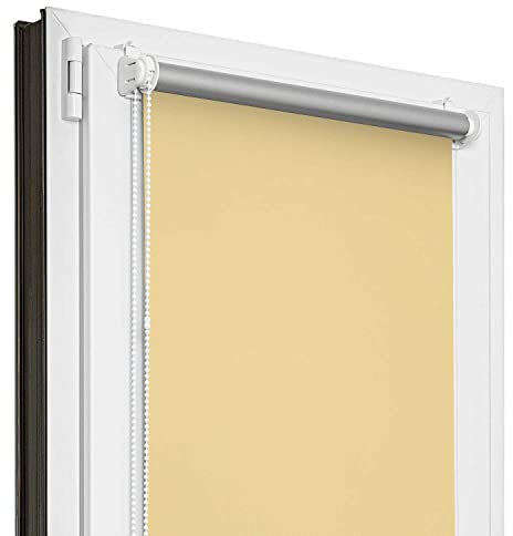 Estika Tenda a rullo oscurante senza forare - Larghezza: 105 cm - Altezza: 150 cm - Colore: Sabbia - Tenda per finestre e porte, protezione solare, per interni, kit di montaggio incluso