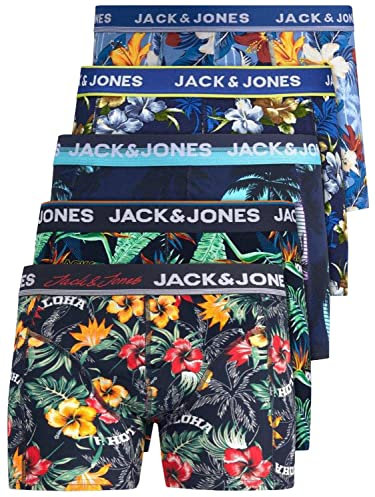 JACK & JONES Herren Unterhosen 5er Set/Pack Sale Männer Marken Boxershorts Weiss schwarz blau grau Shorts Trunks 95% Baumwolle S M L XL XXL (Farb Mix 7 M)