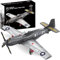 Apostrophe Games Mustang Fighter Building Block Set – 258 -Pcs P-51 Mustang Fighter Building Toys Set – Plane Toy for Kids Older Than 10 and Adults – Compatible with All Building Bricks, Gray