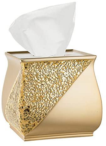 Zahari Home Sinatra Tissue Box Square Tissue Holder for Bathroom Bedroom Living Room, Champagne