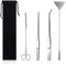 Ksvaye 4 in 1 Forbici Acquario Attrezzi per Acquario in Acciaio Inox Kit Terrarium Kit Pulizia Acquario con Pinzette Forbici Spatola per l'acquario Landscaping e Piante Acquatiche