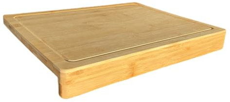 Jürgens Schneidebrett Bambus, 45 x 35 x 5 cm, Natur Bambus Küchenbrett mit Saftrille, Großes Holzbrett mit Anschlagkante