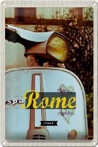 Blechschild 30 x 20 cm Rome Italy Motiv: Alte rostige Vespa - DekoNo7
