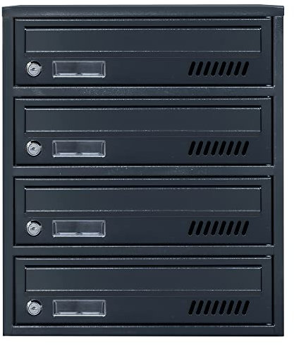 Boîtes aux lettres avec fixation murale EURO GLM 4 RAL 7016 Bloc de 4 Boite aux Lettres Lot de 4 boîtes aux Lettres Boîte à courrier