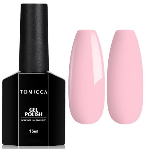TOMICCA Vernis Semi Permanent Pastel, 15ml Macaron Soak Off UV LED Vernis-Gel Semi-Permanent Rose pour Nail Art Gel Manucure