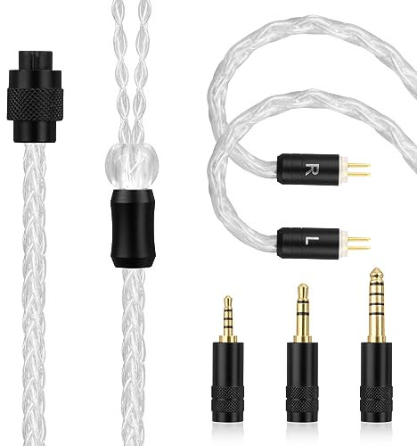 Gneinour 2 Pin 0.78mm Cable with Interchangeable 2.5mm/3.5mm/4.4mm Plug Compatible with BL03 TRN V90 V80 AS10 ZS10 ZS6 ES4 ZST ZSR ZS5 ZSX X6 Earphone