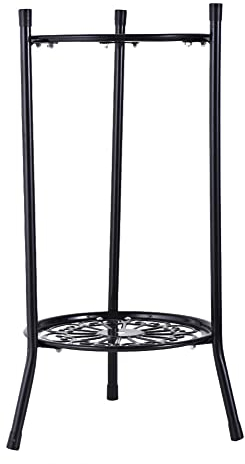 Fukamou Supporto per Piante Alto in Metallo, Supporti per Piante in Ferro Battuto per Esterni Alti a 2 Livelli, Portavasi per Interni Esterni ad Angolo Soggiorno Patio Balcone Giardino