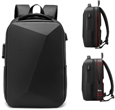 XINYASEE Sac à dos d'affaires pour homme, sac à dos pour ordinateur portable 15,6 pouces, sac à dos de voyage, sac à dos antivol étanche pour l'école, le travail et les voyages Noir