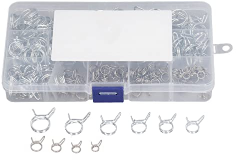 150 Stück Doppeldraht Feder Schlauchschelle, 5-14mm Hochharte Metall Schlauchschellen Sortimentssätze für Landwirtschaft Automobil Hardware
