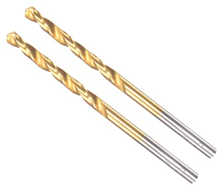 CoCud Barrena Torsión para Taladro Diámetro Perforación 3.4 Mm Recubierta Titanio Acero Alta Velocidad 6542 Mango Redondo Recto para Acero Inoxidable Aleado 2 Uds