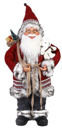 Baoblaze Weihnachtsmann-Figuren, stehende Weihnachtsmann-Puppe, zum Basteln, Weihnachtsmann-Statue für Kamin, Festivals, Tischdekoration, 45CM