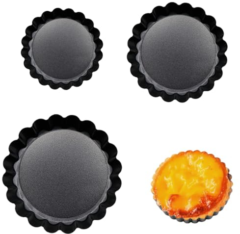 EBHO 3 Piezas Bandejas de Hornear, Molde de Tarta con Fondo Desmontable, Lata de Tarta, para Tartas Fácil de Desmontar (3 Tamaños)