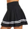 ThreeH A-Linie Faltenröcke Sportlicher Tennisrock mit hoher Taille für Frauen Lässig Laufen Yoga Badminton Golf Skorts mit 2 Taschen Schwarz