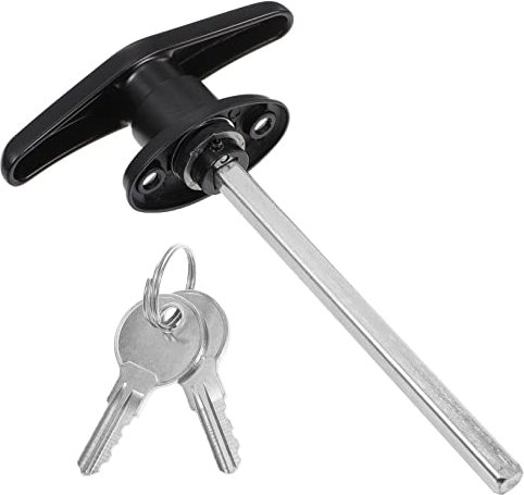FOYTOKI 6.7 Inch Garage Door T-Handle Lock with Keyed Locking System Zinc Alloy for Sheds and Outdoor Structures