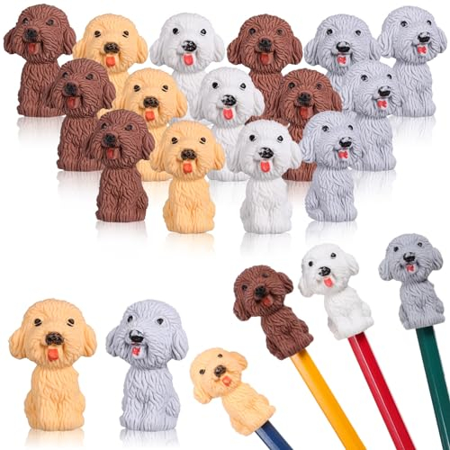 STOBOK 40 Stück Tierische Radiergummi-Aufsätze: Bleistift-Radiergummis In 3D-Hundeform Haustier-Welpen-Radiergummi-Kappen Für Schreibtisch-Geburtstagsfeier-Geschenke