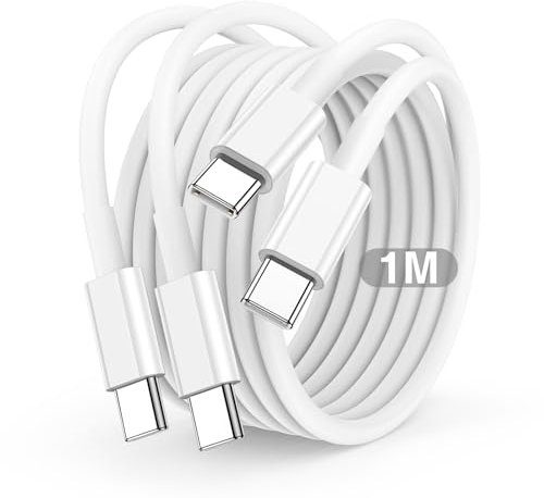USB C to USB C Charger Cable 1m, 60W Type C Cable Lead Fast Charging Power for Apple iPhone 15 Plus/15 Pro Max, MacBook Pro 2021/2020, iPad Pro 12.9/11 inch/Mini/Air 5/4, Samsung, Pixel