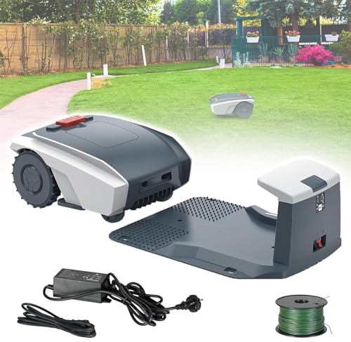 Eastnmythet Automatic Robot Lawn Mower with GPS Navigation and Charging Station, Self-Charging Robot Lawnmower APP Control 20-55 mm Cutting Height,110V