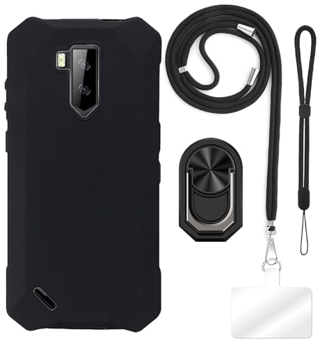 TPU Phone Case Combo with Wrist Strap, Lanyard, Ring Holder Compatible with Hammer Iron 3 LTE, Shockproof Slim Cover, Hands-Free, Adjustable, Durable