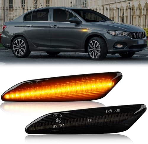 OZ-LAMPE LED Blinker Seitenblinker für Alfa-Romeo 147 156 | Blinker für Fiat Tipo Lancia Delta III Ypsilon, Schwarz mit Canbus Fehlerfrei, 2 Stücke