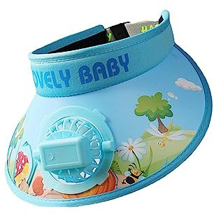 F Fityle Sun Visor Hat with Fan Visor Fan Hat Levels of Wind Speed Large Brim Portable Sun Hat Built in Fan Mini Fan Hat for Boys Unisex Hiking, Blue